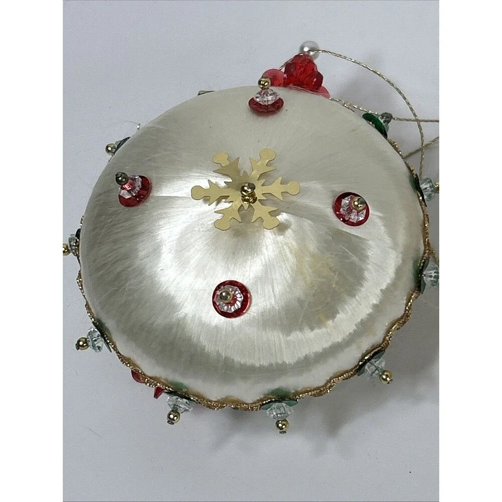 Beaded Sequin Christmas Ornament Lot Push Pin Tassel Satin Jeweled Czech